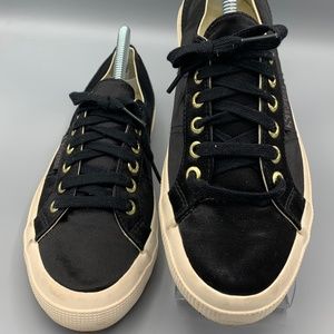 Superga Black Satin X Man Repeller Sz 39/8
